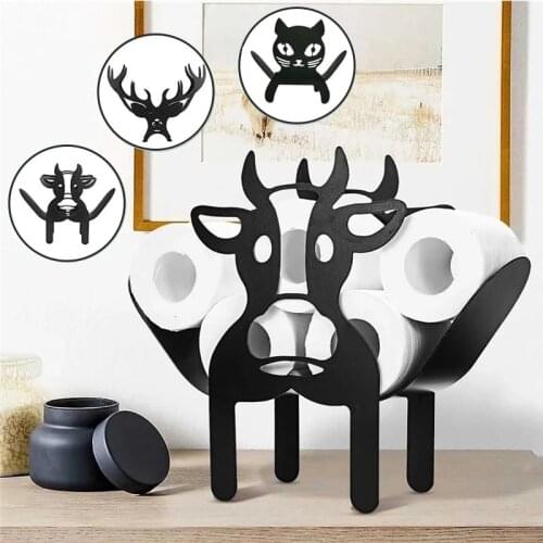Animals Deer Cat Toilet Paper Holder Iron Storing Paper Stand Wall Mount Toilet Paper Holder Bathroom WC Tissue Storage Racks