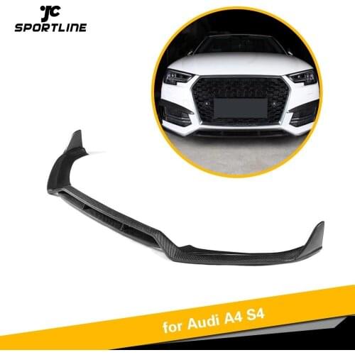 For Audi S4 A4 B9 S Line 2017 2018 2019 Front Bumper Lip Spoiler Splitters Carbon Fiber Apron Protector Cover