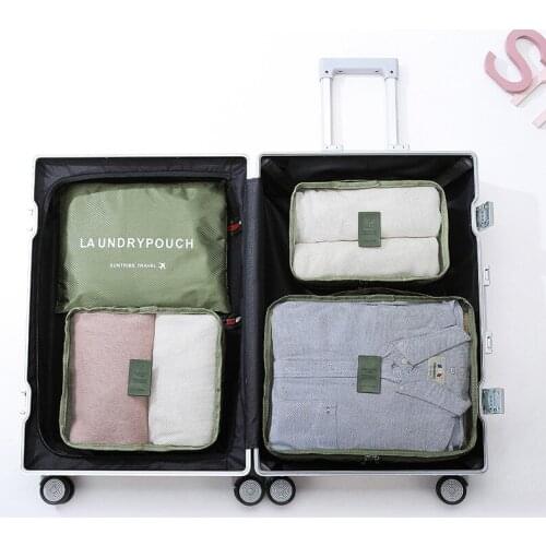 Travel Bag Organizer 4 Pcs Sets Packing Cubes Laundry Clothes Pouch luggage Suitcase Waterproof wash bag Portable Storage Case