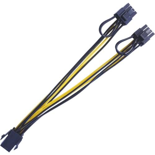 PCI-E 6-pin to Dual 6+2-pin (6-pin/8-pin) Power Splitter Cable Graphics Card PCIE PCI Express 6Pin to Dual 8Pin Power Cable