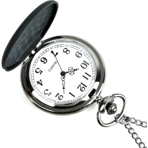 Pocket Watch lorgle Modern Luxury Black Scrub Quartz Pocket Watch Vintage Steampunk Pendant