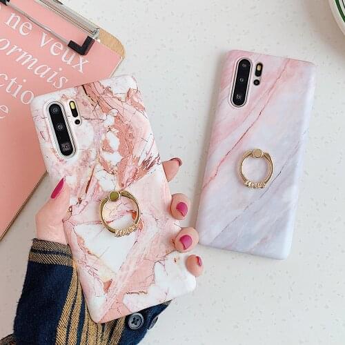 SUYACS Classic Marble Phone Case For Samsung A51 A21S A50 S20 FE S21 S10 S8 S9 Plus Note 20 10 8 Ring Holder Soft IMD Back Cover