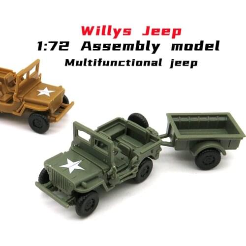 1/72 World War II Willys Jeep Model with Hanging Bucket Military Vehicle Assembly SUV Model