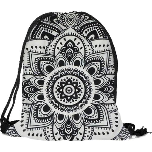 Fashion Drawstring bag Unisex Backpacks Mandala 3D Printing School bags Drawstring Backpack Mochila Feminina Masculina