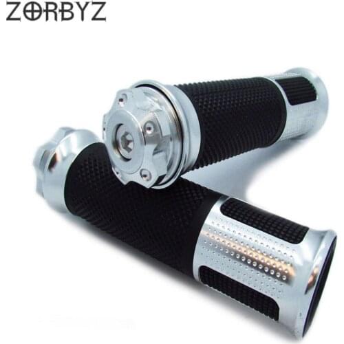 ZORBYZ Motorcycle 1Pair 7/8" Aluminum PVC Rubber Hand Grips Throttle Handlebar Grips For Harley Yamaha Honda Kawasaki