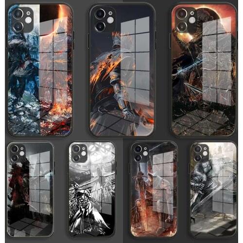 Glass Soft Silicone Balck Case Shell for iPhone 12 11 Pro X XS Max XR 8 7 6 Plus SE 2020 S Cover bloodborne dark souls fan art