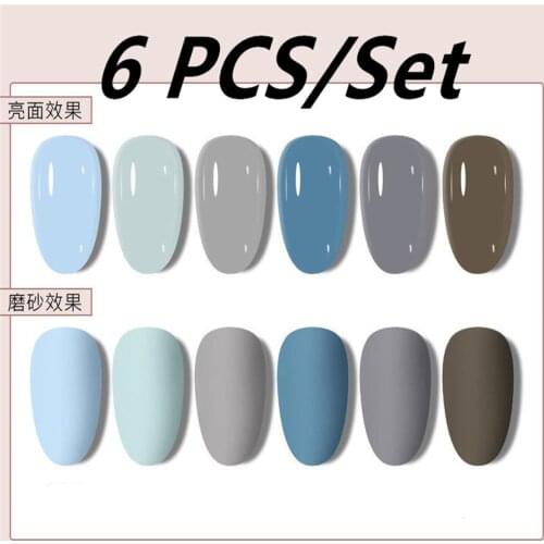 Gel Nail Polish Set 6PCS Matte Nail Polish Glue Set Clear Gel Acrylic Nail Gel Semi-permanent Uv Nail Builder Gel Polish Kit