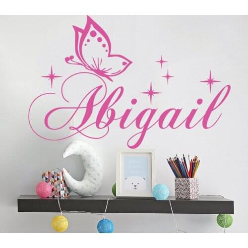 Name Wall Decals Butterfly Wall Sticker for Girl Nursery Stars Art Vinyl Decal Home Interior Decor Bedroom Door Stickers D247