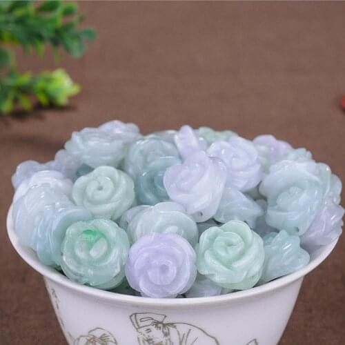 Myanmar natural jadees A-product ring Rose Hand Woven DIY parts wholesale Valentines Day Christmas gift