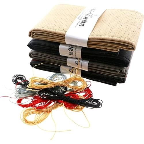 Non-slip breathable artificial leather 38cm car steering wheel cover for Audi Mercedes-Benz BMW all series Mini One Cooper