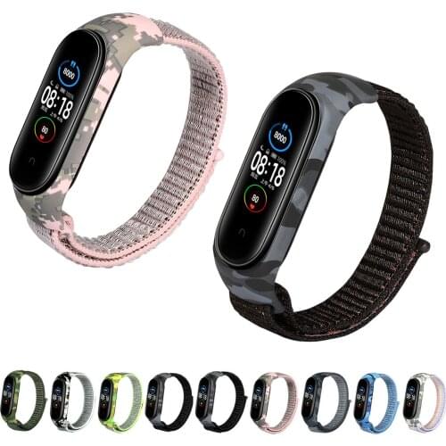 Nylon Strap For Xiaomi Mi Band 5 4 3 Replacement Strap Camouflage Silicone Frame Case For Xiaomi Miband 4 3 Mi Band 5 Bracelet
