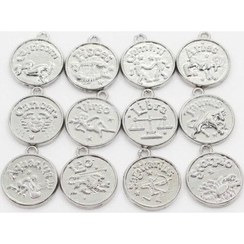 New Arrival 12pcs/lot Mix Signs Of The Zodiac Sign Dangle Charms Hanging Charm DIY Bangles/Bracelets Necklace Pendant Jewelery