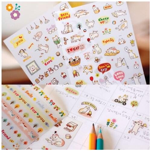 New Cute Lovely 6 Sheet Cat Paper Stickers for Diary Scrapbook Book Wall Photo Decor Skin DIY*cartoon