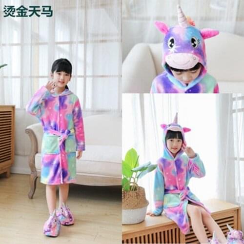 New Animal Cartoon Pajamas Children Pijamas Sleepwear Baby Homewear Bathrobes Children Towels Beach Nightwear
