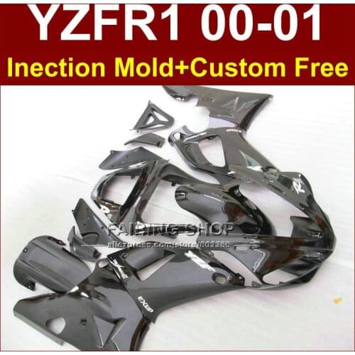 100% Injectionbodykit for YAMAHA YZF1000 ABS plastic glossy black fairings YZFR1 2000 2001 YZF R1 00 01 YZF R1 bodywork+7gifts