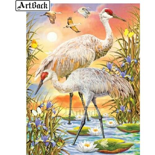 Full square / round drill diy diamond painting crane icon 3D diamond embroidery rhinestone mosaic animal home decoration