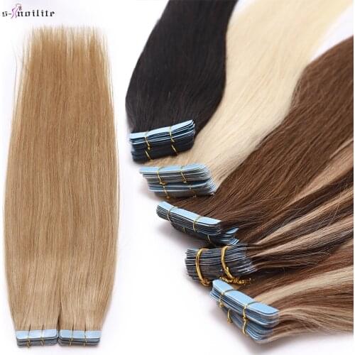 S-noilite 2.5g/pc Straight Tape In Hair Extensions Remy Glue In Real Hair Extensions Human Hair Seamless Invisible Double Sides
