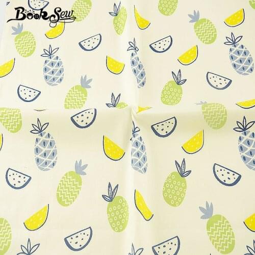 Booksew Fruit Series DIY Scrapbooking 100% Cotton Twill Fabric Pineapples Telas Patchwork Sewing Material Textile Centimeters