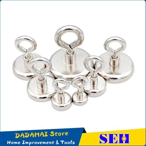 1PC Super Strong Neodymium Magnet Pot Fishing Salvage Magnets Neodymium Round Powerful Magnetic Hook Sea Fishing Magnet Searcher