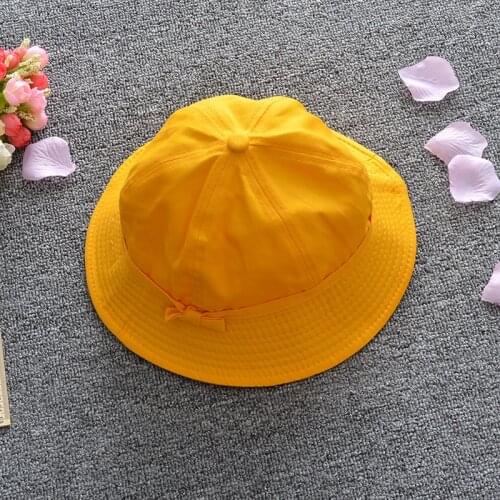 Japanese uniform student small yellow hat Cute bow solid color sunhat Cosplay Sun Hat