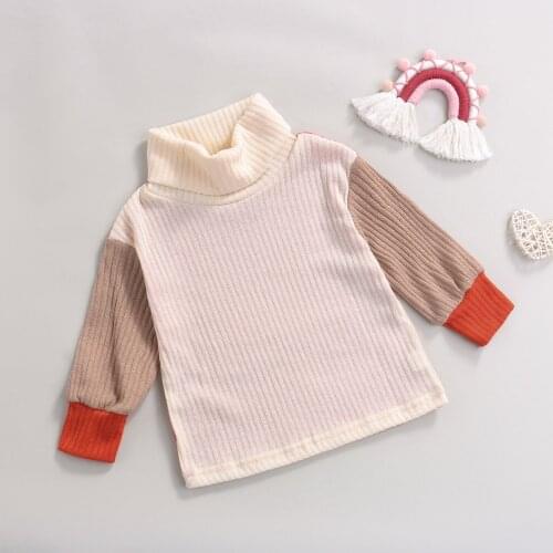 2-7Y Kids Sweaters Girls Turtleneck Long Sleeve Pullover Knitted Tops 2021 Autumn Winter Baby Clothes Knitwear