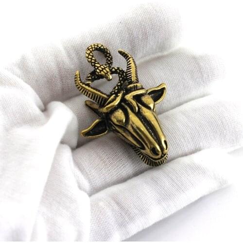 1 pcs Brass Sheep Head Pendant Lucky Transfer Buckle For Leather Craft Women Bag Handbag Purse DIY Hardware Accessories