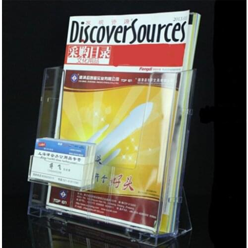 1pcs Transparent Acrylic A4 display stand rack for brochure magazine single grid with card holder Office Supplies