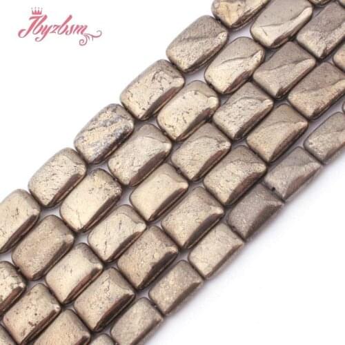 10x14,12x16,13x18mm Rectangle Pyrite Loose Beads Natural Stone Beads Smmoth For DIY Necklace Bracelet Jewelry Making Strand 15"
