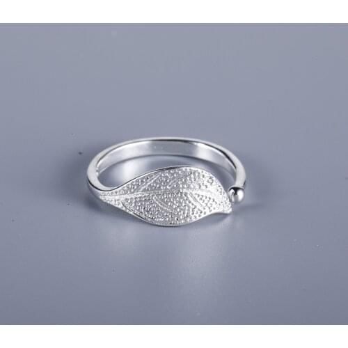 2019 New arrival Hot Sale Tibetan Sliver Big Plant Leaf adjustable ring High-quality my orders aliexpress for women lady friends