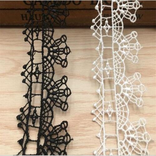 3.8cm Black/White Handmade Embroidered Net Lace Fabric Trim Ribbons DIY Sewing Craft Materials