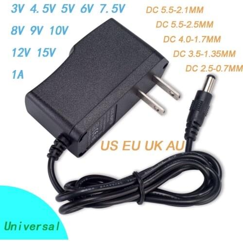 50PCS High Quality AC100V-240V Converter DC 9V 1A 1000mA US Plug Power Adapter Supply Tablet Charger Reverse Polarity Negative