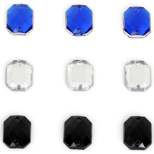 8x10mm 100pcs Rectangle Grid Face Acrylic Crystal Sew On Flat Rhinestone for Clothing Shoes Wedding Decoration DIY Craft