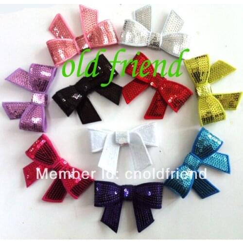 3" small sequin bows Kids hair sequin bows 10 color IN STOCK Free Shipping 120 pcs/lot