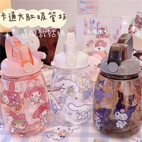 Water Bottle with Straw Plastic Portable Water Bottle for Drinking Tea Mug Outdoor for Girls Kawaii Bottles BPA FREE