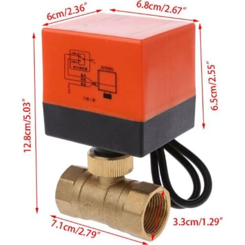 C5AC Electric Motorized Brass Ball Valve DN25 AC 220V 2 Way 3-Wire with Actuator