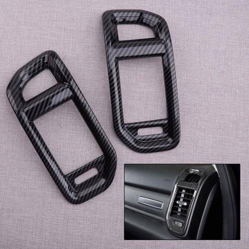 CITALL 2Pcs Interior Dashboard Side Air Vent Outlet Cover Trim Fit for Dodge Ram 1500 2019 2020 Carbon Fiber Style ABS