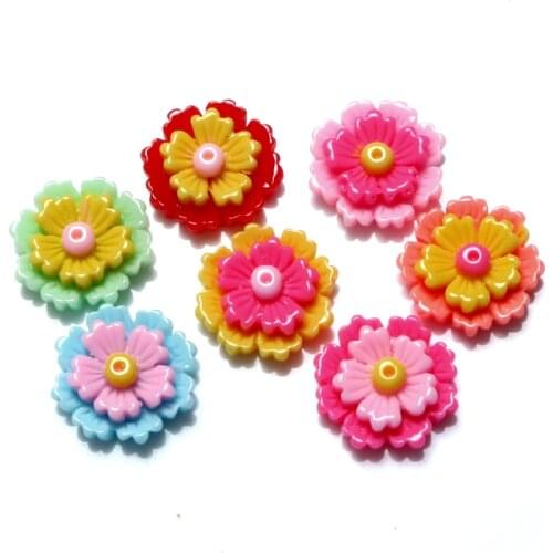 LF 50Pcs Mixed Resin Flowers Decoration Crafts Beads Flatback Cabochon Scrapbooking DIY Embellishments Kawaii Diy Accessories