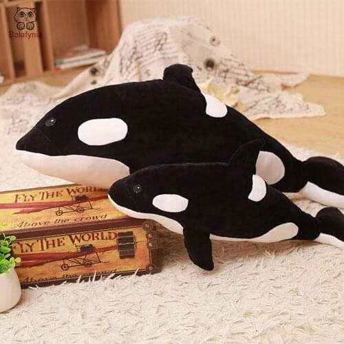 BOLAFYNIA Children Plush Stuffed Toy Black and white killer whale doll whale Baby Kids plush Toy for Christmas Birthday Gift