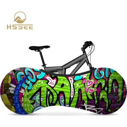 HSSEE graffiti series elastic bicycle indoor dust cover elastic fabric bicycle tire cover 700c 26"-28" road bike accessories