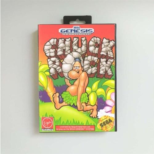 Chuck Rock - USA Cover With Retail Box 16 Bit MD Game Card for Sega Megadrive Genesis Video Game Console
