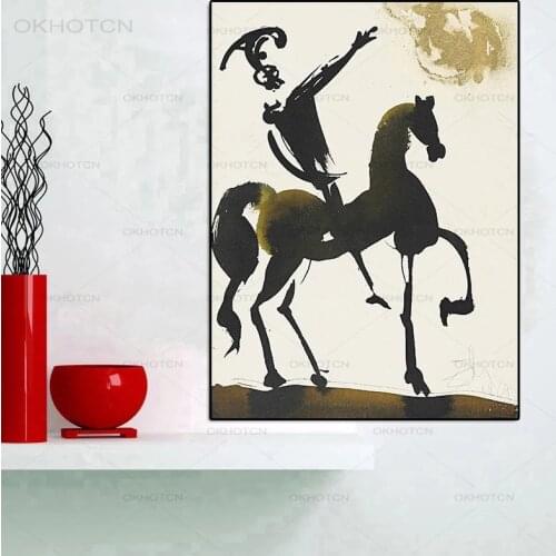 Salvador Dali Abstract Equestrian Warriora Oil On Canvas Painting Wall Art Posters and Prints Wall Art Pictures for Living Room