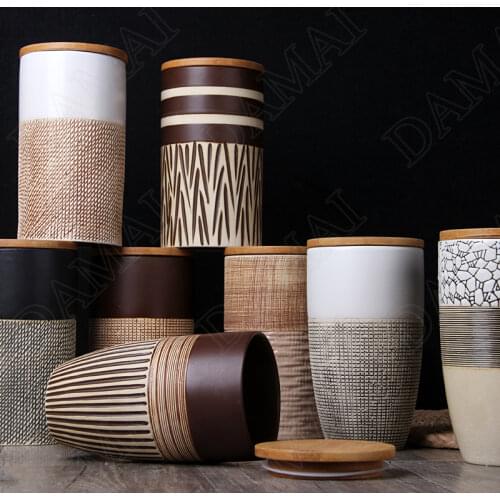 Ceramic Storage Jars with Lid Seal Cereal Dispenser Candy Jar Coffee Beans Organizer Creativity Snacks Tank Kitchen Canister