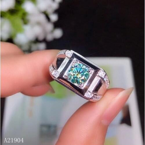 KJEAXCMY Boutique Jewelry 925 Sterling Silver Inlaid Natural Mozanne Diamond Ring for Mens Support Detection