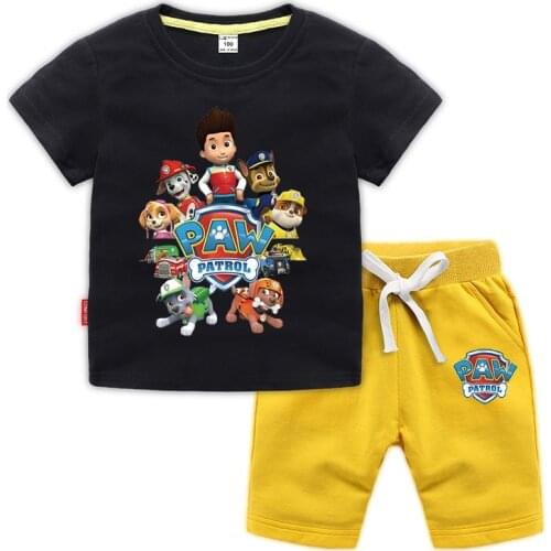PAW PATROL kids clothes Set boys girls T-Shirt+Short Pants 2 pieces childrens Cotton Clothing Sets cartoon Clothes