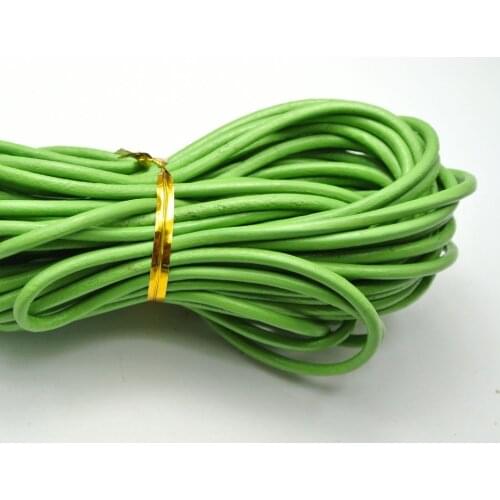32.8 feet Green Round Real Leather Jewelry Cord 3mm