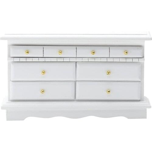 Dollhouse Miniature Side Cabinet for Bedroom 1:12 Scale Pure White Decor