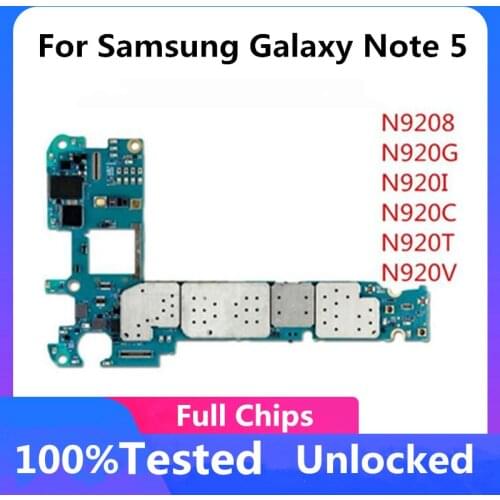 For Samsung Galaxy Note 5 N9208 N920G N920I N920C N920T N920V Motherboard Original Unlocked Logic Board With Chips Mainboard