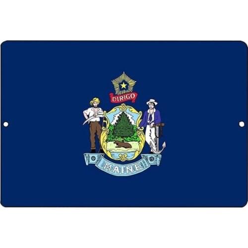 Maine State Flag ME Retro tin sign nostalgic ornament metal poster garage art deco bar cafe shop