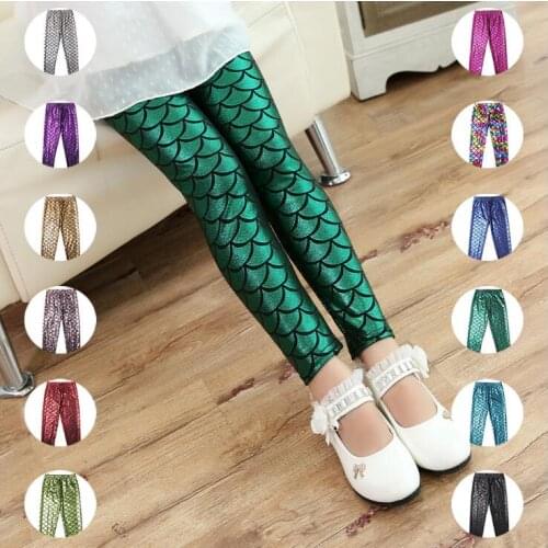 Girls Kids Cute Pants baby Colorful Digital Printing Child Leggings Pants shiny pants 12 color