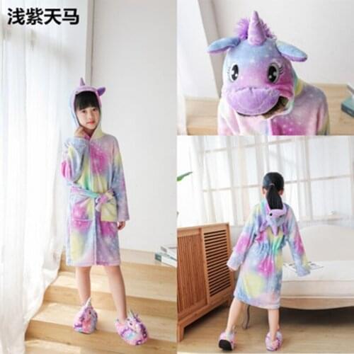 New Boys Girl Winter Licorne Animal Cartoon Bathrobe Children Pajamas Sleepwear Homewear Cosplay Bathrobes Towels